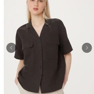 Frank And Oak The Loose Camp Collar Blouse in Dark Chocolate - Never worn